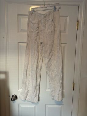 Reformation Gauze Cotton Pants M White Resort Beach Wide Leg Drawstring Pants
